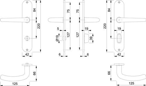 Langschildgarnitur Denver E1310Z/302 Edelstahl F69 SK/OL 78 mm DIN links / rechts HOPPE