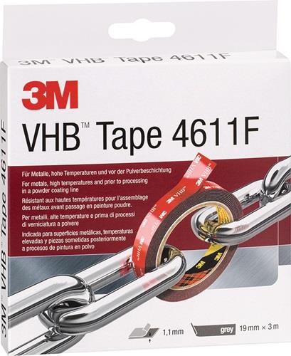 Montageband VHB Tape 4611F dunkelgrau Länge 3 m Breite 19 mm Rolle 3M