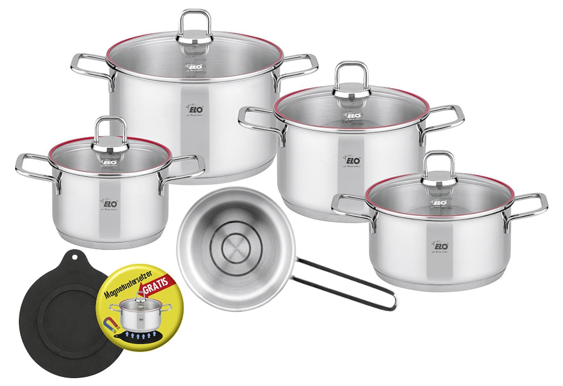ELO Topfset 'Excellent' 6-teilig Inhalt: 1 x Bratentopf Ø 20 cm je 1 x Fleischtopf Ø 16 20 und 24 cm 1x Stielkasserolle Ø 1