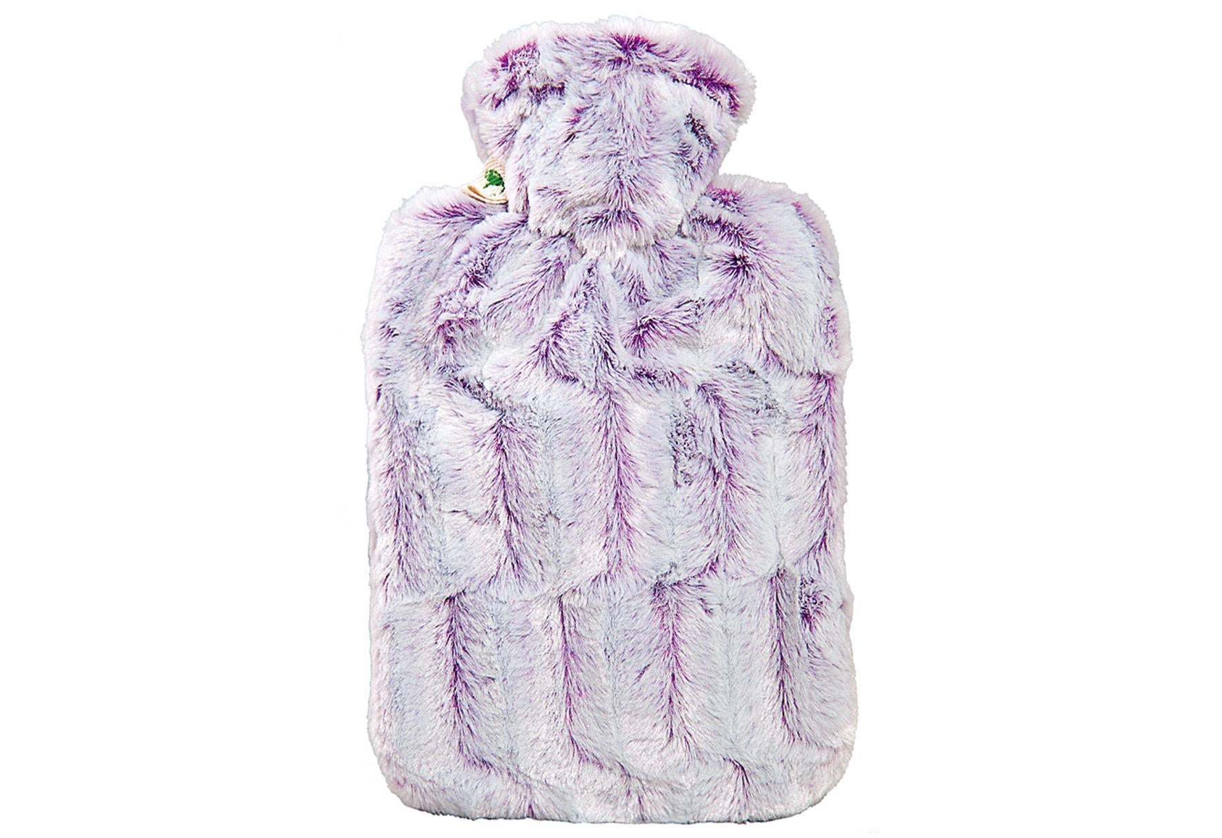 HUGO FROSCH Wärmflasche Klassik Hochflor-Flauschbezug 18 l lila/silber melange