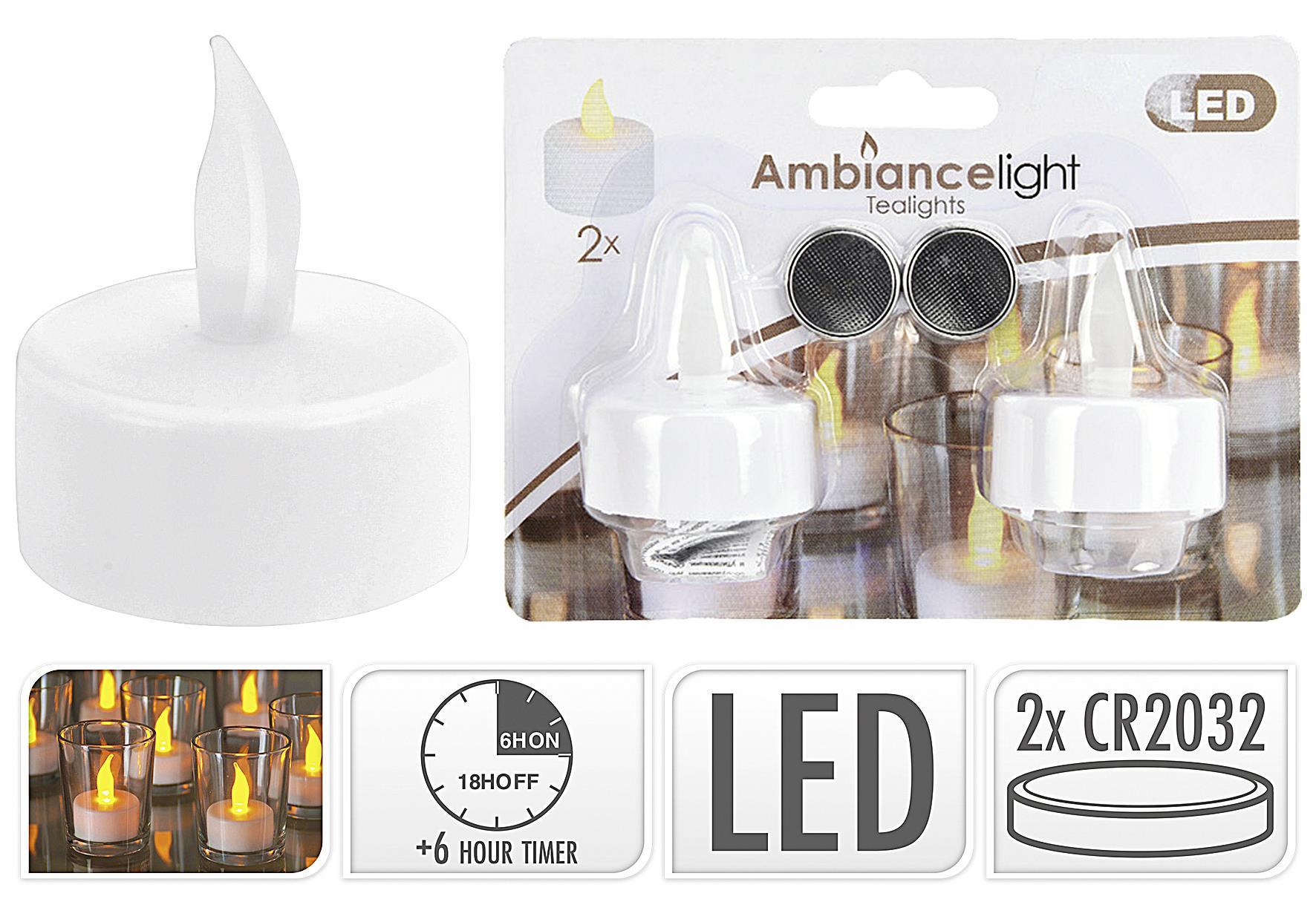 LED Teelichte mit Timer ws 2Satz inkl 2 CR2032 Batterien - VPE: 24