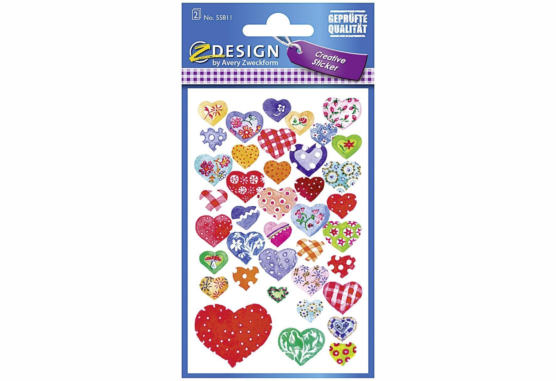 AVERY ZWECKFORM CRE Sticker Papier Herzen55811 - VPE: 10