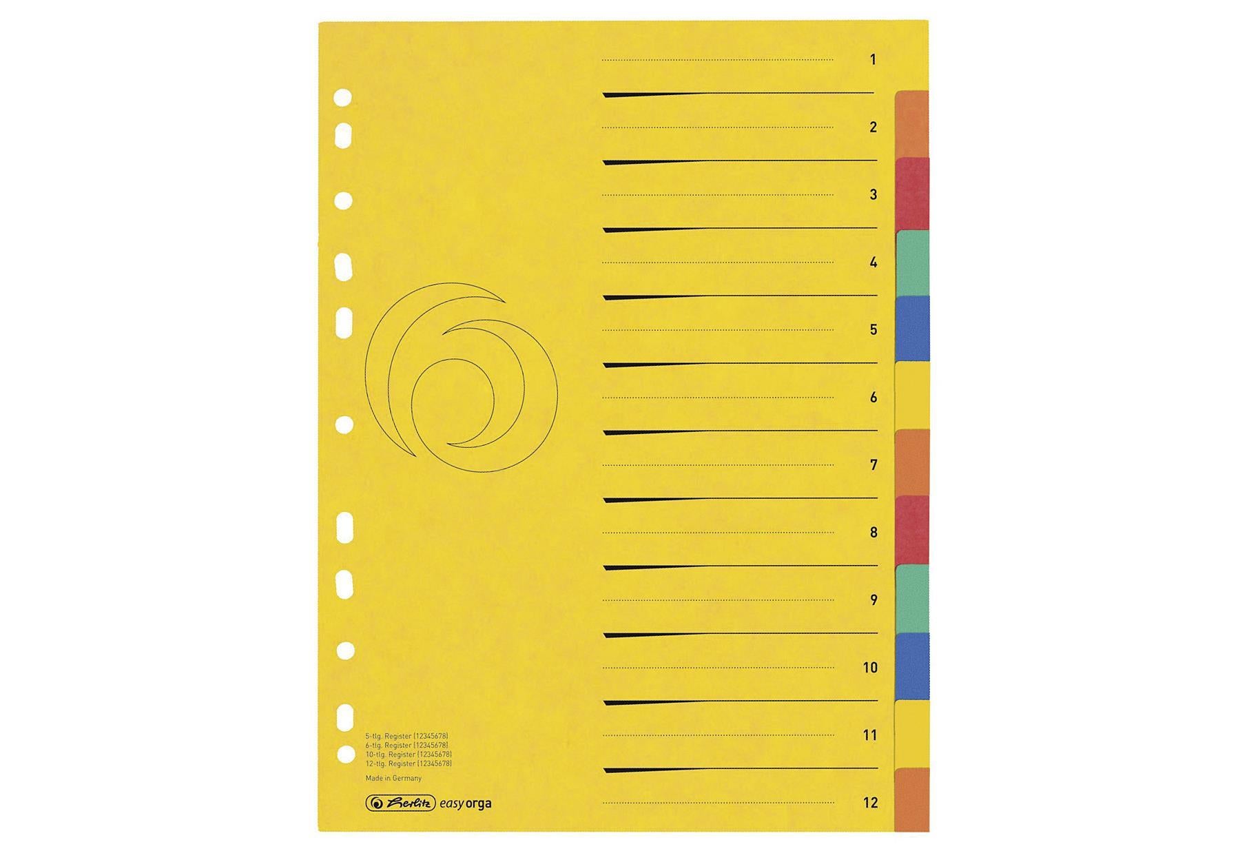 Herlitz Kartonregister A4 XXL 12tlg 12-teilig - VPE: 20
