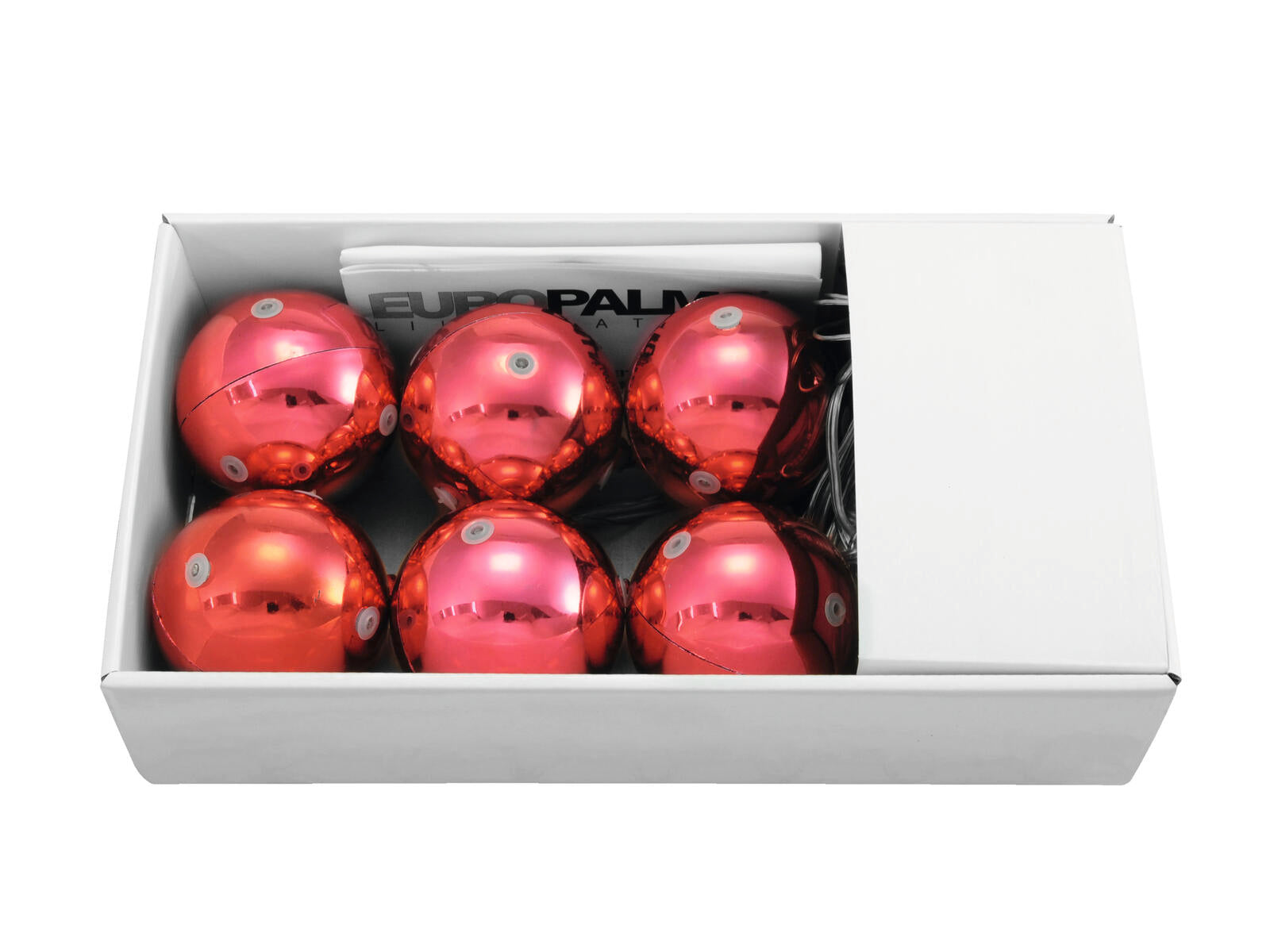 EUROPALMS LED weißnachtskugel 6cm rot 6x