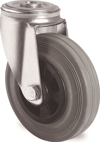 Lenkrolle D.100mm Trgf.75kg Rückenloch PP Rollenlager VG grau TECWERK