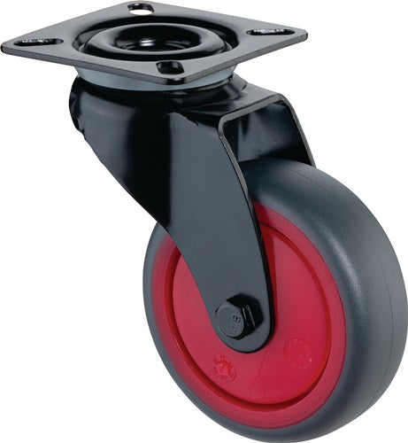Lenkrolle Rad-Ø 50 mm Tragfähigkeit 50 kg mit Anschraubplatte Kugellager Gummi grau BS ROLLEN