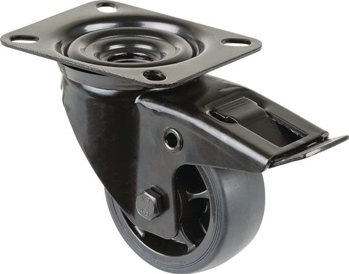 Lenkrolle Rad-Ø 80 mm Tragfähigkeit 100 kg mit Feststeller Gummi 104x80mm schwarz BS ROLLEN