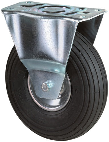Luftrad Rad-Ø 260 mm Tragfähigkeit 200 kg Bockrolle mit Anschraubplatte Rillenprofil BS ROLLEN