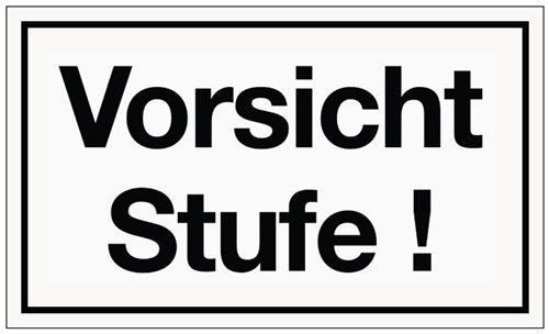 Hinweißzeichen Vorsicht Stufe Kunststoffschild L250xB150 mm weiß schwarz Kunststoff
