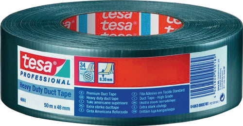 Gewebeband duct tape 4663 silber Länge 50 m Breite 48 mm Rolle TESA