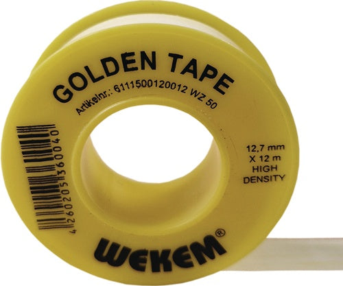 PTFE Dichtband Golden Tape L12 m B127 mm D01 mm gelb 1 g/cm³ Spule WEKEM