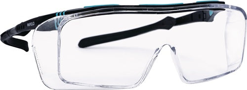 Über- und Besucherbrille Ontor EN 166 Fassung: schwarz türkis Scheibe: klar Polycarbonat INFIELD SAFETY