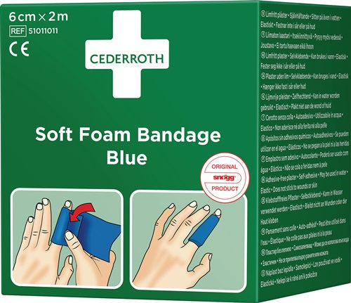 Soft Foam Bandage selbsthaftend elastisch blau Rolle 6 cm x 2 m CEDERROTH