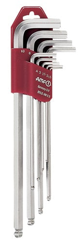 Winkelschraubendrehersatz 911LG-HM9D 9-teilig Kunststoffhalter SW 15 - 10 mm lang Kugelkopf CV-Stahl AMF