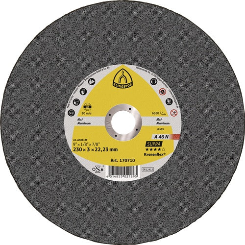 Trennscheibe A 46 N Supra D230x3mm gerade Aluminium Bohrung 2223 mm KLINGSPOR - VPE: 25