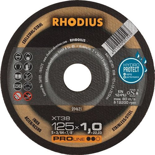 Trennscheibe XT38 D125x1mm gerade INOX Bohrung 2223 mm RHODIUS - VPE: 50
