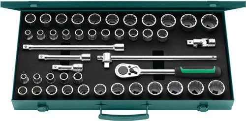 Steckschlüsselsatz 50Ma/39/6 N 45-teilig 1/2 ? Schlüsselweißen 10-13 mm 3/8-1 1/4 ? Anzahl Zähne 36 12-Kant STAHLWILLE