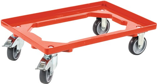Kistenroller Tragfähigkeit 250 kg Gummi-Bereifung L600xB400mm Kunststoff rot ALLIT