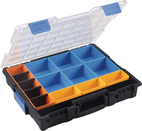 Sortimentskasten Euro Plus Pro B440xT355xH76mm 15 Fächer 4 Trennstege transparent schwarz ALLIT
