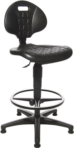 Arbeitsdrehstuhl Tec 20 Bodengleiter + Fußring Polyurethanschaum schwarz 590-840 mm TOPSTAR