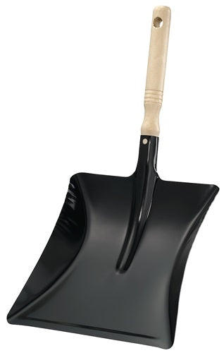 Kehrschaufel mit Holzgriff Metall schwarz lackiert Blatt L220xB230 mm