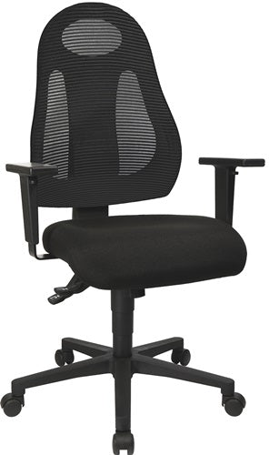 Bürodrehstuhl mit Synchrontechnik schwarz/schwarz 420-530 mm ohne Armlehnen TOPSTAR