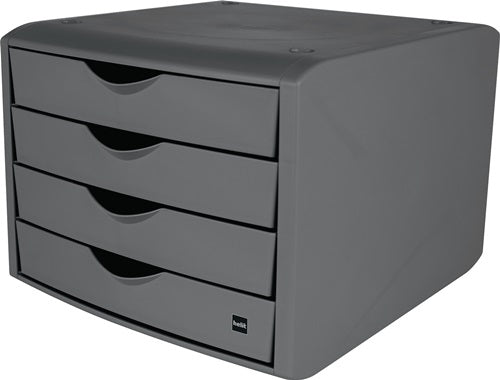 Schubladenbox mit Auszugssperre 4 Schubladen lichtgrau H215xB265xT332 mm HELIT