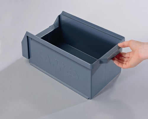 Sichtlagerkasten L230xB140xH130mm PE grau RASTERPLAN – Ansicht 3