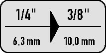 Vergrößerungsstück 2030 Antrieb 1/4 ? Abtrieb 3/8 ? Länge 26 mm GEDORE – Ansicht 4