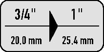 Vergrößerungsstück 569 Antrieb 3/4 ? Abtrieb 1 ? Länge 60 mm STAHLWILLE – Ansicht 4