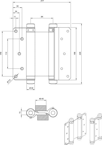 Pendeltürband Stahl verzinkt Größe 42 Länge 200 mm 70 kg Türstärke 45-50 mm DENI - VPE: 2 – Ansicht 3