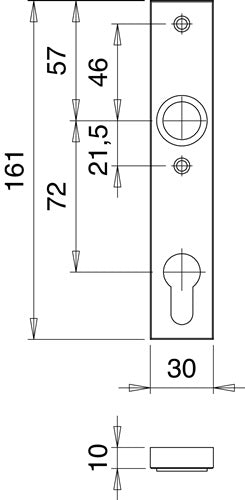 Schlosskasten-Kurzschild 1317/7203 Innenschild Aluminium F1 / naturfarbig EDI – Ansicht 3