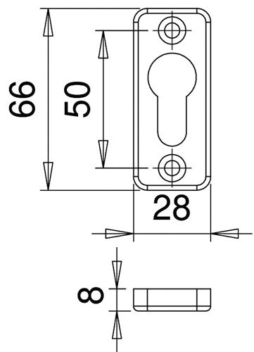 Schlüsselrosette 3319/0003 Aluminium F1 Schildstärke 8 mm PZ käntig EDI – Ansicht 3