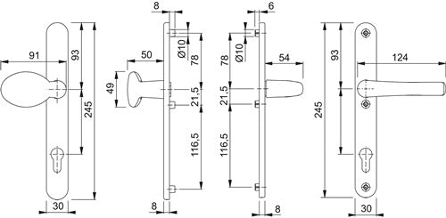 Profiltürgarnitur Tôkyô 76G/3346/1710RH Aluminium F9016 PZ für Türstärke 57-62 mm HOPPE – Ansicht 3