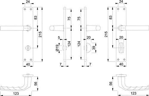 Langschildgarnitur Birmingham 1117/202SP Aluminium F2 SK/OL 78 mm DIN links / rechts HOPPE – Ansicht 3