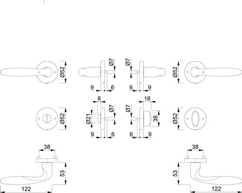 Rosettengarnitur Verona M151/42KV/42KVS Messing F71 rund SK/OL DIN links / rechts D/D HOPPE – Ansicht 3