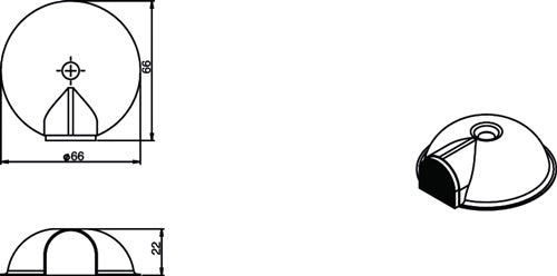 Türpuffür Ø 66 mm Höhe 22 mm Edelstahl matt Dübelmontage INTERSTEEL – Ansicht 3