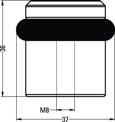 Bodentürpuffür 4735 Ø 39 mm Höhe 36 mm Aluminium schwarz kunststoffbeschichtet Dübelmontage HERMETA – Ansicht 3