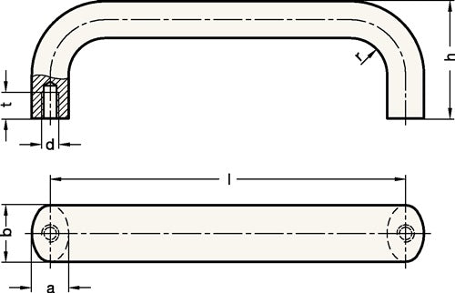 Bügelgriff GN 565 l 120 ± 025 mm t min 10 mm h 49 mm GANTER – Ansicht 3