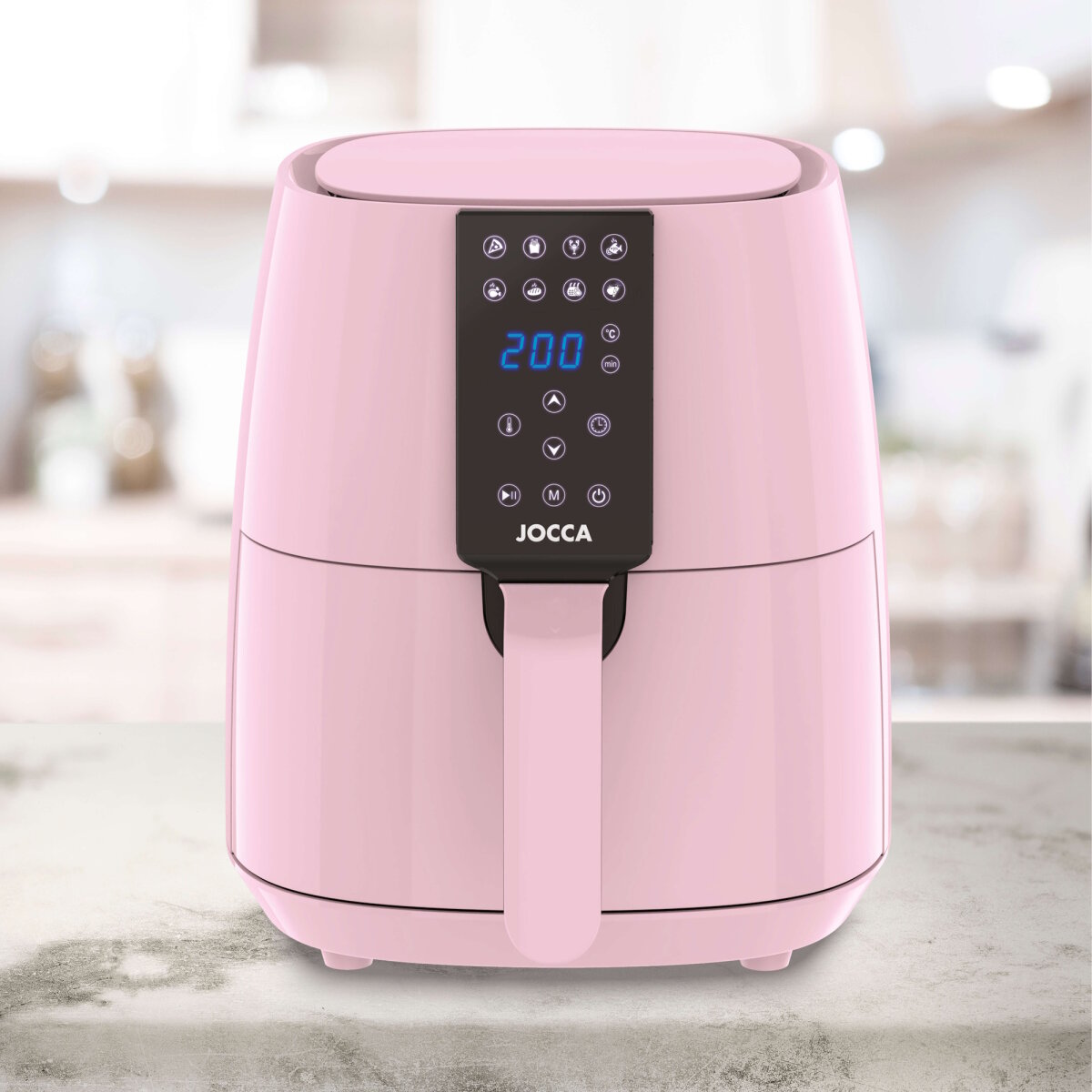 Jocca Heißluftfritteuse 3,8L 1450W Airfryer LED Touch 8 Programme fettarm Rosa – Ansicht 5