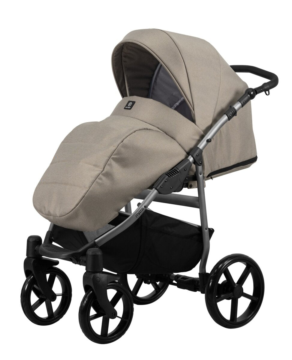 Kunert MATA 2in1 Kinderwagen in Braun mit Graphitfarbenem Gestell für Säuglinge – Ansicht 2