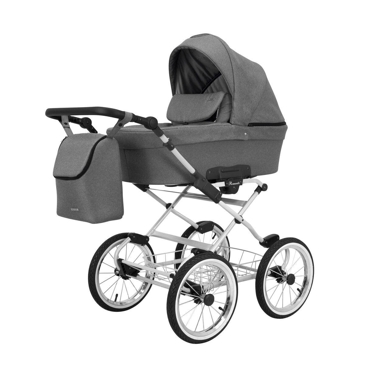 Kunert Romantic 2in1 Kinderwagen in Grau mit Air Wheels und grauem Rahmen – Ansicht 3