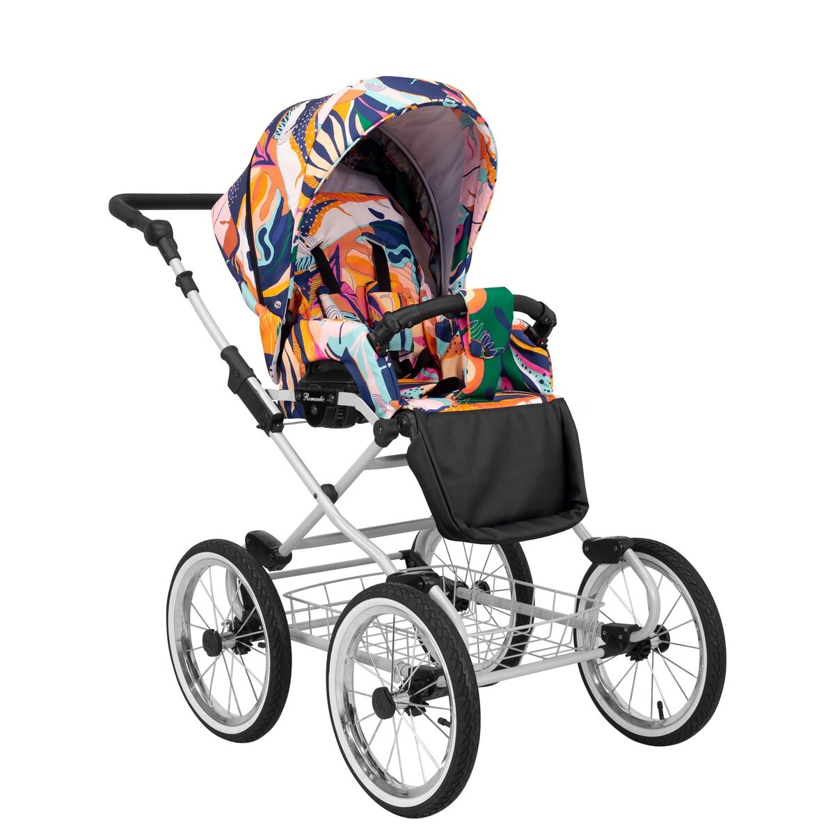 Kunert Romantic 3-in-1 Kinderwagen in Bunt mit Cosmo Autositz, AIR Wheels und grauem Rahmen