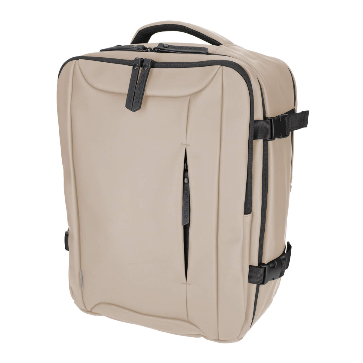 Norländer Vegan Leder Handgepäck Rucksack 40x30x20 cm – Underseater mit 15,6" Laptopfach & 20L Volumen – Beige – Ansicht 2