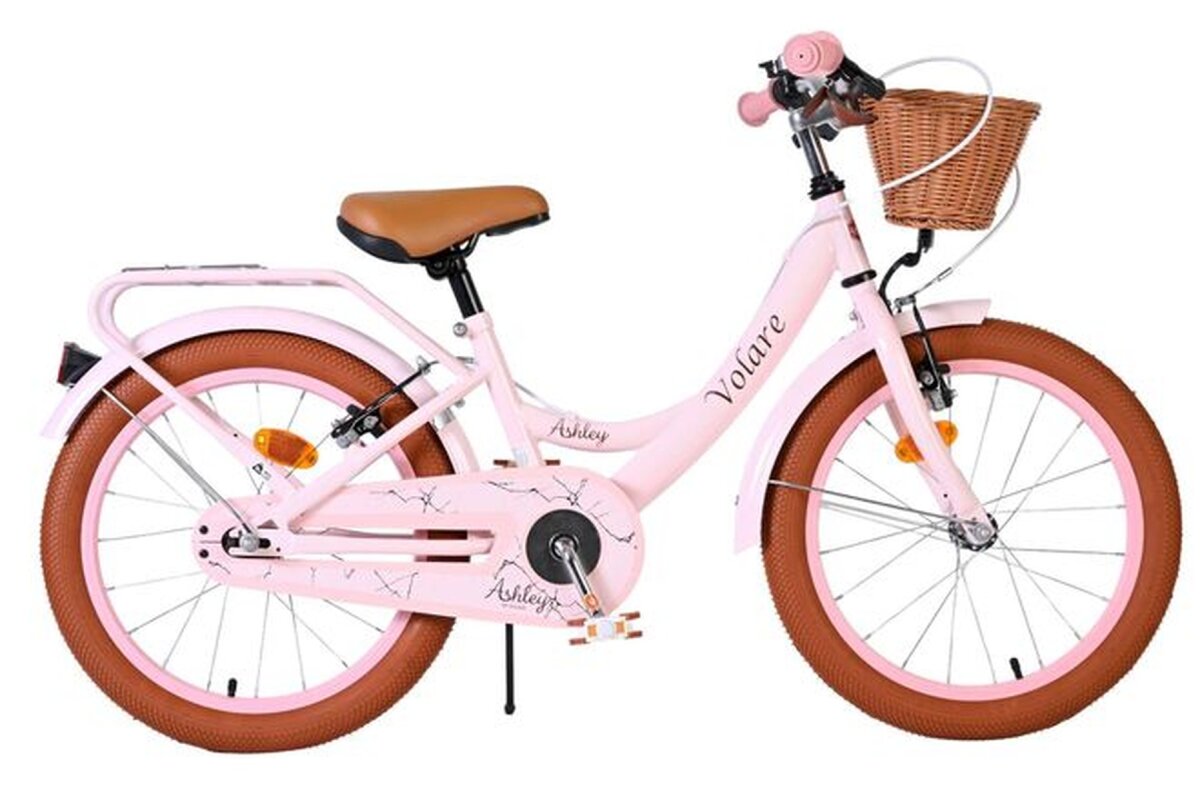 Volare Ashley Kinderfahrrad Mädchen 18 Zoll Rosa – zwei Handbremsen, verstellbar, mit Korb