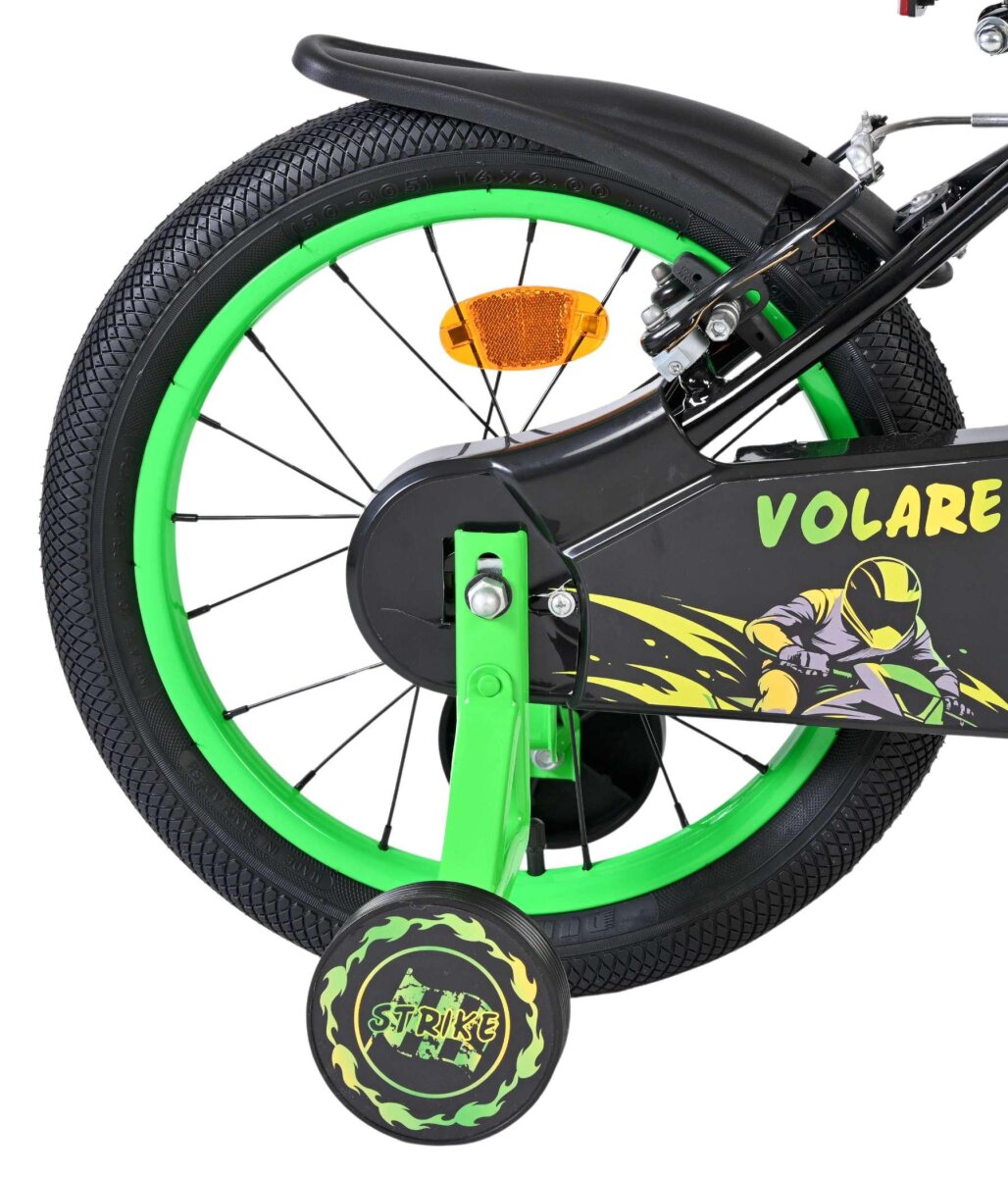 Volare Strike Kinderfahrrad 16 Zoll Jungen Schwarz Grün mit zwei Handbremsen – Ansicht 3