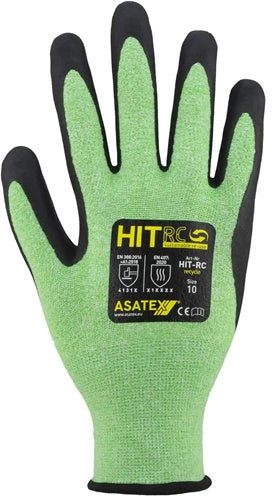 Feinstrickhandschuh HIT-RC Gr9 grün/schwarz EN 388/EN 407/EN ISO 21420 PSA II - VPE: 12