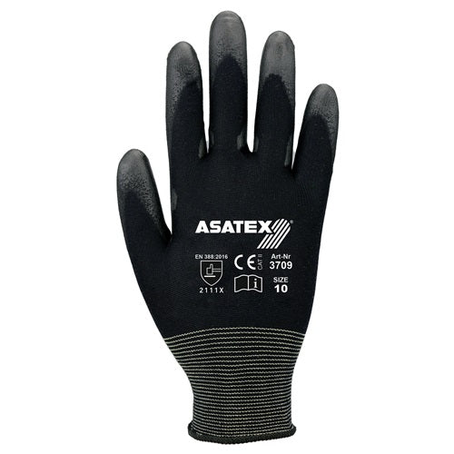 Handschuhe Größe 7 schwarz Polyamid m Soft-Polyurethan ASATEX - VPE: 12