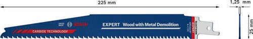 Säbelsägeblatt Wood Metal Demolition S 1167 XHM Länge 225 mm Breite 25 mm 5 mm S-Schaft 3 Stück / Karte BOSCH – Ansicht 3