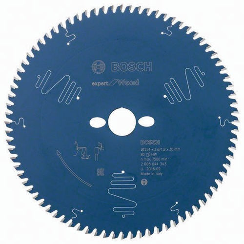 Kreissägeblatt Außen-Ø 254 mm Zähnezahl 80 WZ Bohrung 30 mm Schnittbreite 26 mm HM BOSCH